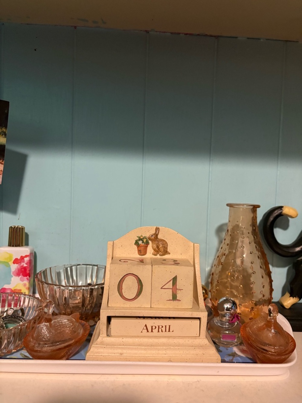 Vintage Wooden Block Yearly Perpetual Calendar Decor🐰🌷🗓️